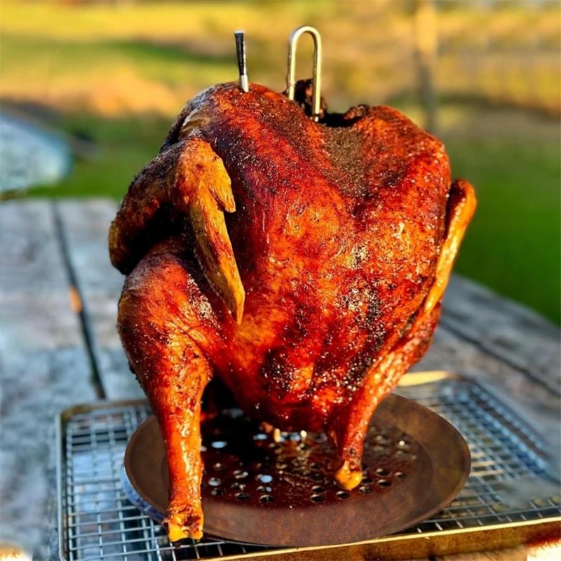 Sada stojanu a závěsu na smažení kuřete Šetřící místo Vertikální stojan na drůbež Kovová textura pro rovnoměrné vaření v fritovacích hrncích na krůtu
