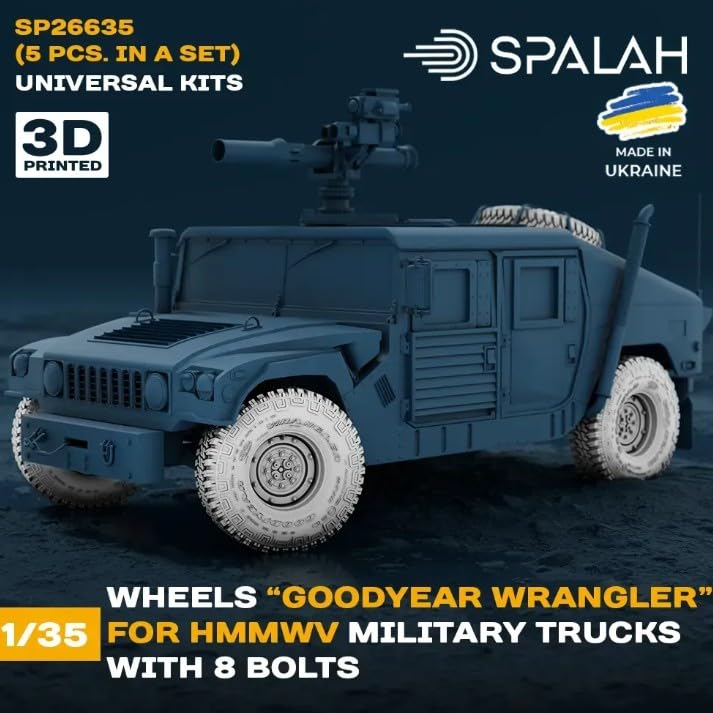 Spallach HMMWV GY Wheel Set Plastic Model Kit Parts SPU26635 1/35 (8-Bolt Type) (5-Piece Set) (Universal) (Military Vehicle)