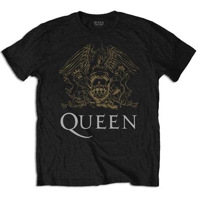 Queen Classic Crest Black Classic Rock Band Bohemian Unisex T-Shirt