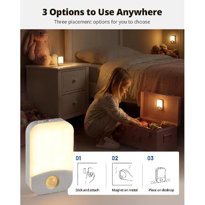 wowatt Rechargeable Night Light Motion Sensor, Magnetic Battery Night Light