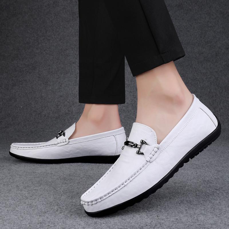 Leather Shoes Men's New British Business Casual Shoes Breathable Soft Bottom Cover Feet Lazy One Pedal Doudou Shoes Large Size