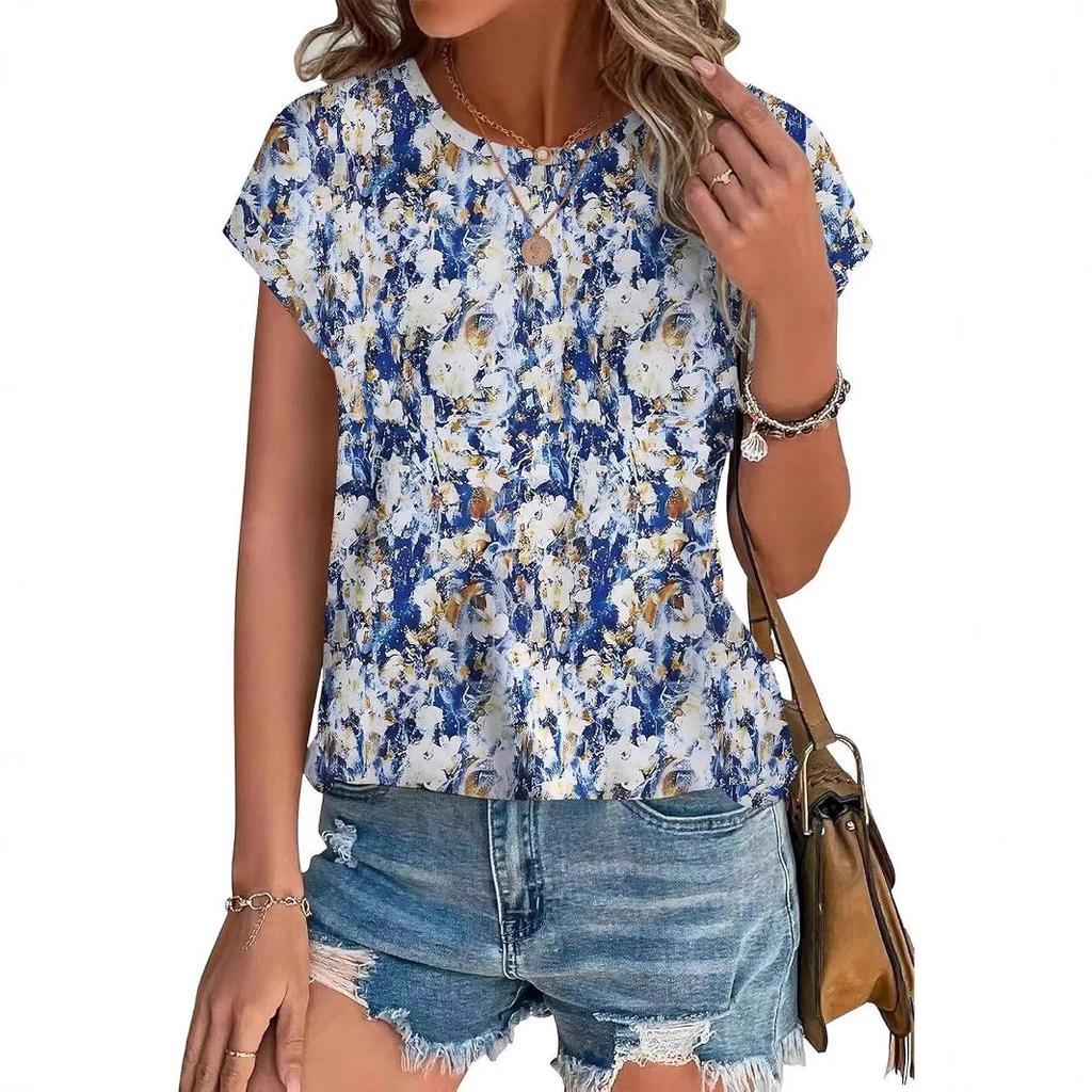 Summer Women's Casual Fashion Creative Casual Daily T-shirt Loose Casual T-shirt 3D Digital Color Printed T-shirt