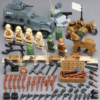 WWII Army Japanese Soldier Heavy Armored Vehicle Tank Truck Building Blocks Bricks Military Weapons Figure Model Toys Gifts