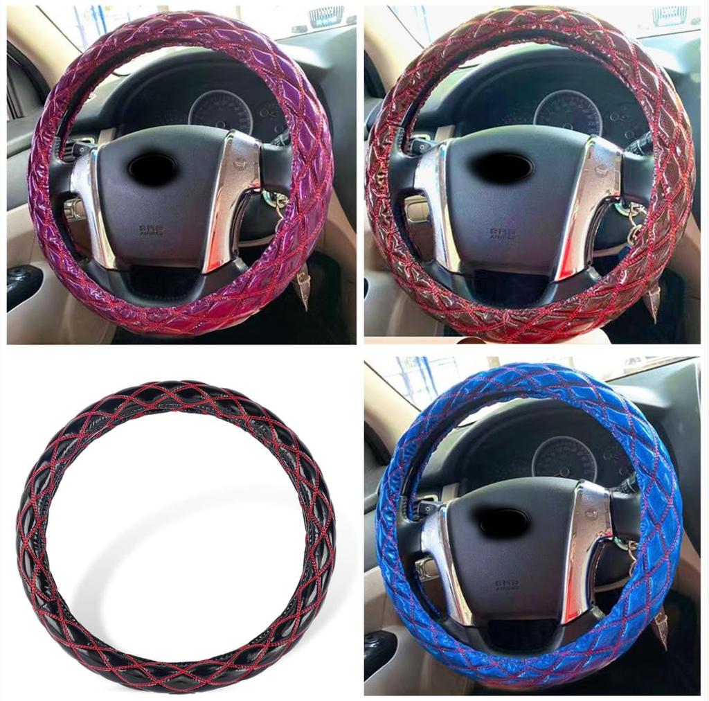 Steering Wheel Double Cover, Stitched, Anti-Slip, All-Season (Coffee, 45cm) [Used]