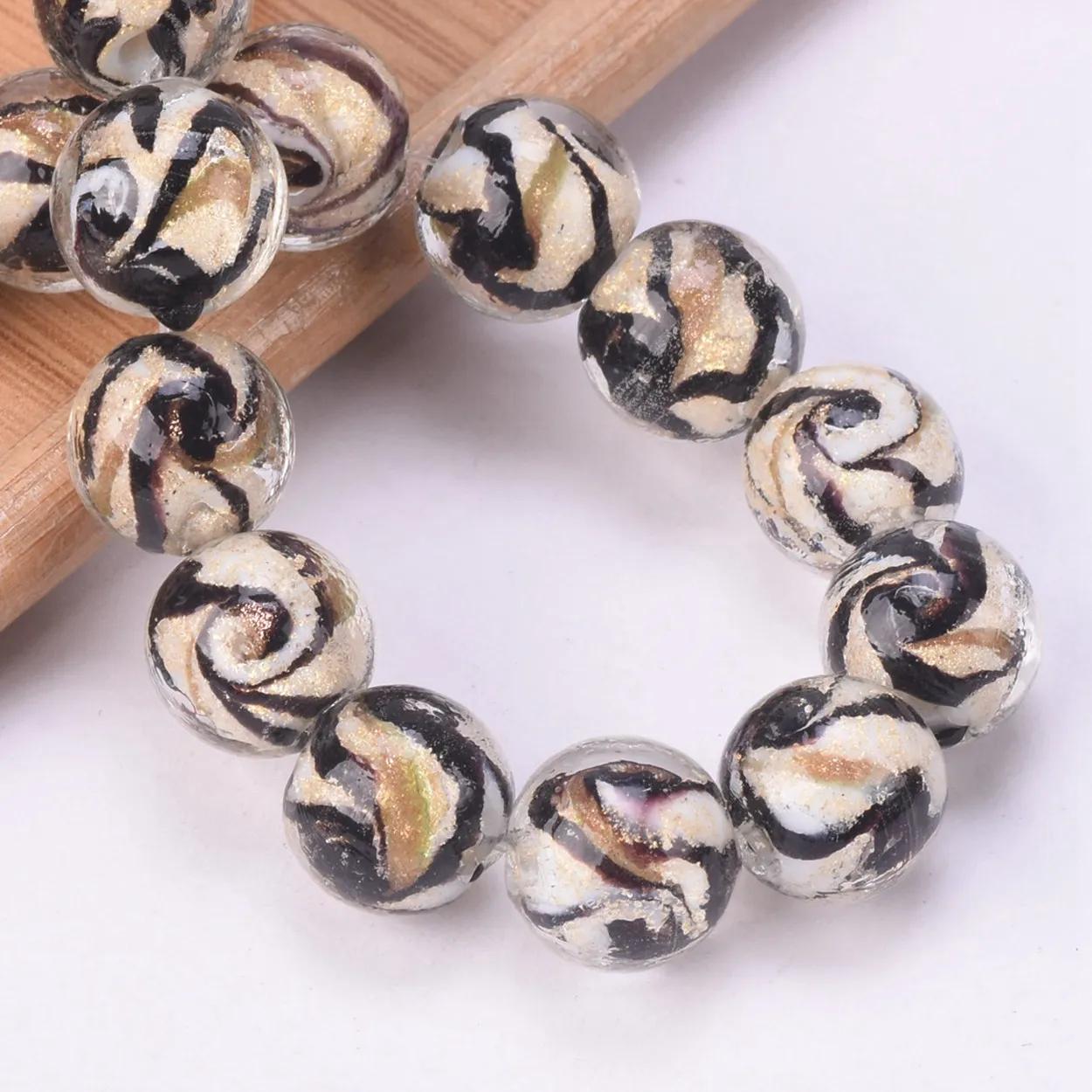 

10 шт. Круглые 10 мм 12 мм Лэйс Фольга Лэмпворк Стекло Ручной работы Свободные Бусины для Аксессуаров для Изготовления Ювелирных Изделий DIY Поделки Фурнитура 10mm-10pcs