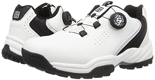 Four Sense Herren Golfschuhe mit Zifferblatt, Spikeless, Sportschuhe, Trekkingschuhe, Wanderschuhe, Weiß/Schwarz, Größe 27.5cm