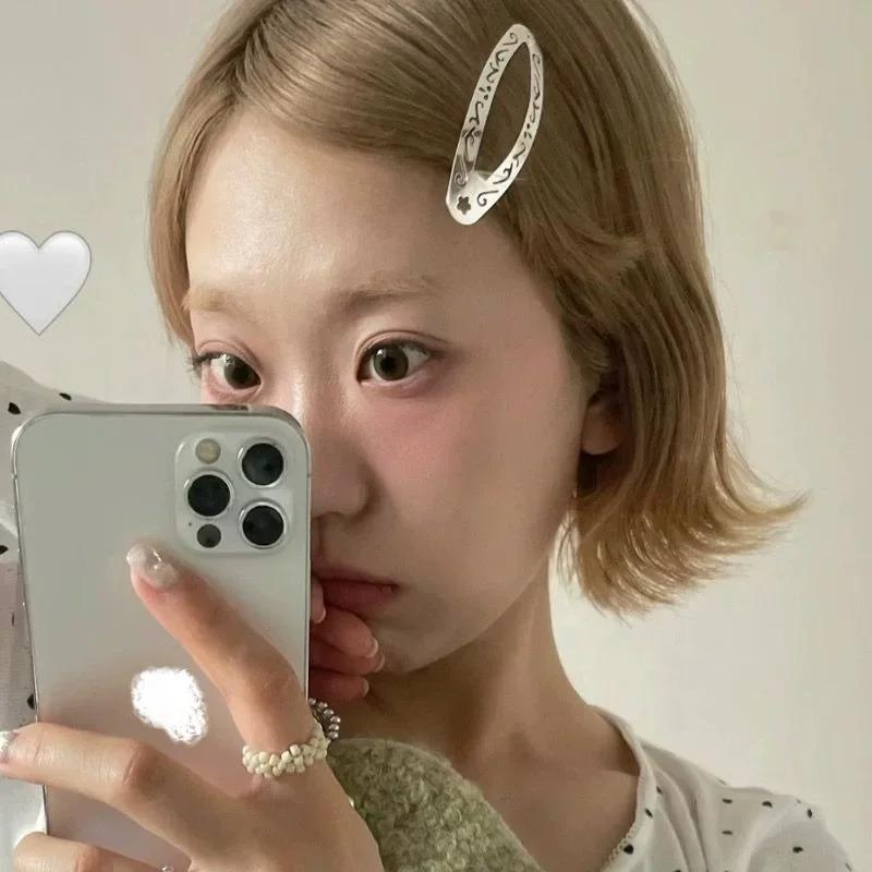 2-8pcs New Ethnic Style Straight Clips Korean Girl Hairclips Y2k Side Clips Cute Hair Clip Headband Silver BB Clip