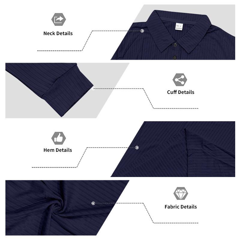 Mens Loose Turn Down Collar Long Sleeve Casual Business Solid Polo Shirt