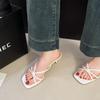 Shoes Big Size Thin Heels Square Toe Slippers Casual Slides Rubber Flip Flops Luxury Hawaiian Soft Rubber Flip Flops Slippers
