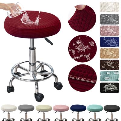 Jacquard Chair Covers Slipcover Soft Elastic Round Spandex Bar Stool Covers Chair Seat Protector Home Office Decor Cover