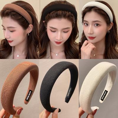 2 Stück Einfaches Strickstoff Stirnband mit Schwammkopf für Damen Mädchen Tägliches Gesichtswaschen Verkleiden Haarbänder Haaraccessoires