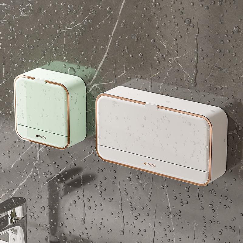 Punch-Free Wall-Mounted Soap Dish with Lid and Drainage