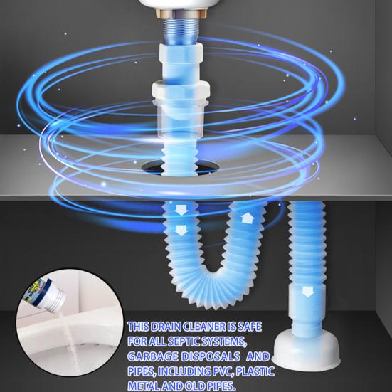 2Pcs Powerful Toilet Clogging Sewer Sink Drain Cleaner Dredging Agent Powder