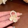 Romantic Fashion Dopamine Colorful Flower Imitation Pearl Beaded Rings for Women Sweet Vacation Finger Jewelry Accessories Gift