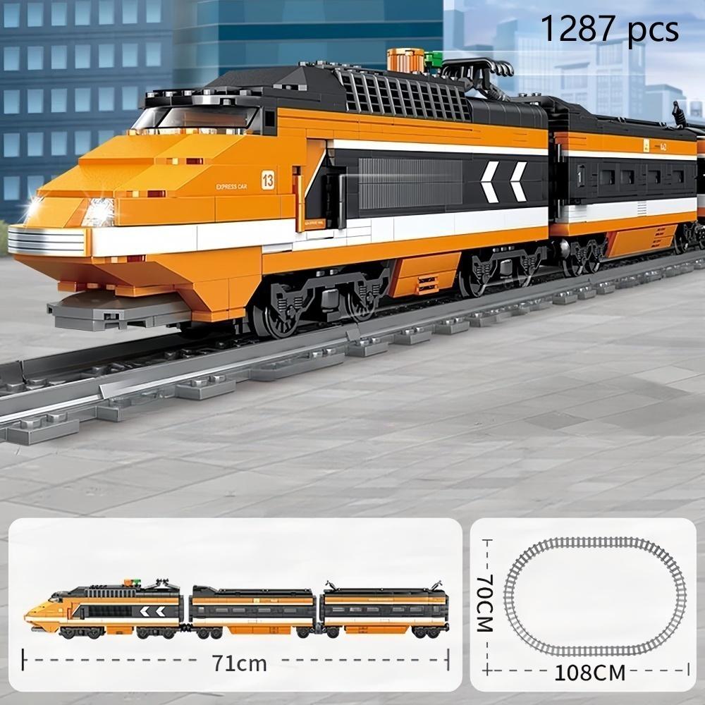 Brinquedos de Blocos de Construção Trem em Movimento com Motor - Ideal para Veículo - Meninos Loucos Desenvolvem Habilidades Manuais Compreensão do Transporte Ferroviário