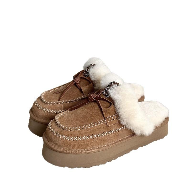 Mao Mao slippers women wear Alpine lazy people with one pedal thickened thermal cotton slippers village