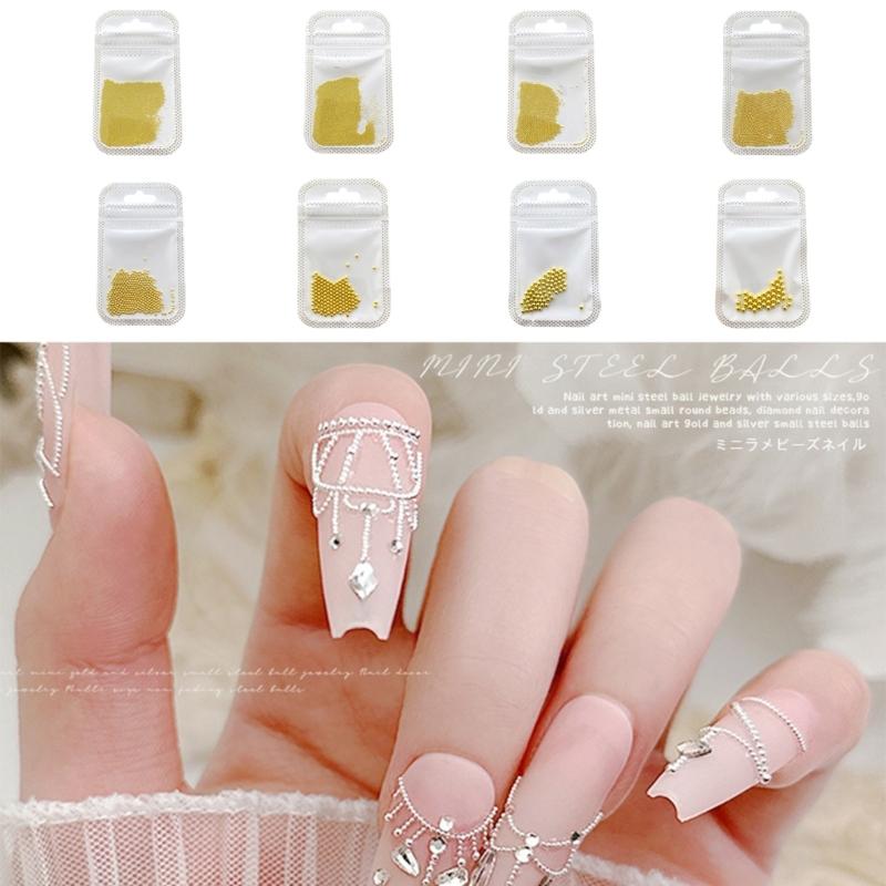 Multi-Size Nail Caviar Beads Micro 3D Nail Art Decorations Mini Metal Nail Beads Nails Jewelry DIY Nail Designs Gifts