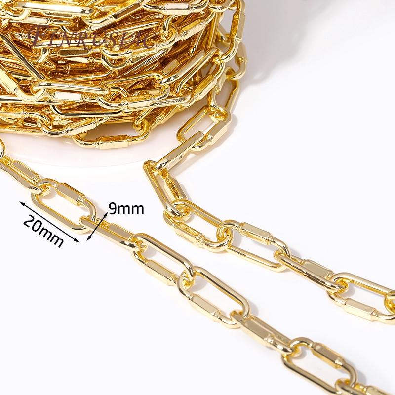 

DIY Jewelry Making Chains Multi Styles 14K Gold Plated Brass Metal Thick Wide Big Chains For Making Necklace Accessories 1 Meter