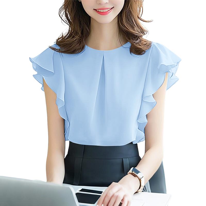 

ZANZEA Женская повседневная блузка с круглым вырезом и коротким рукавом, свободная 5XL