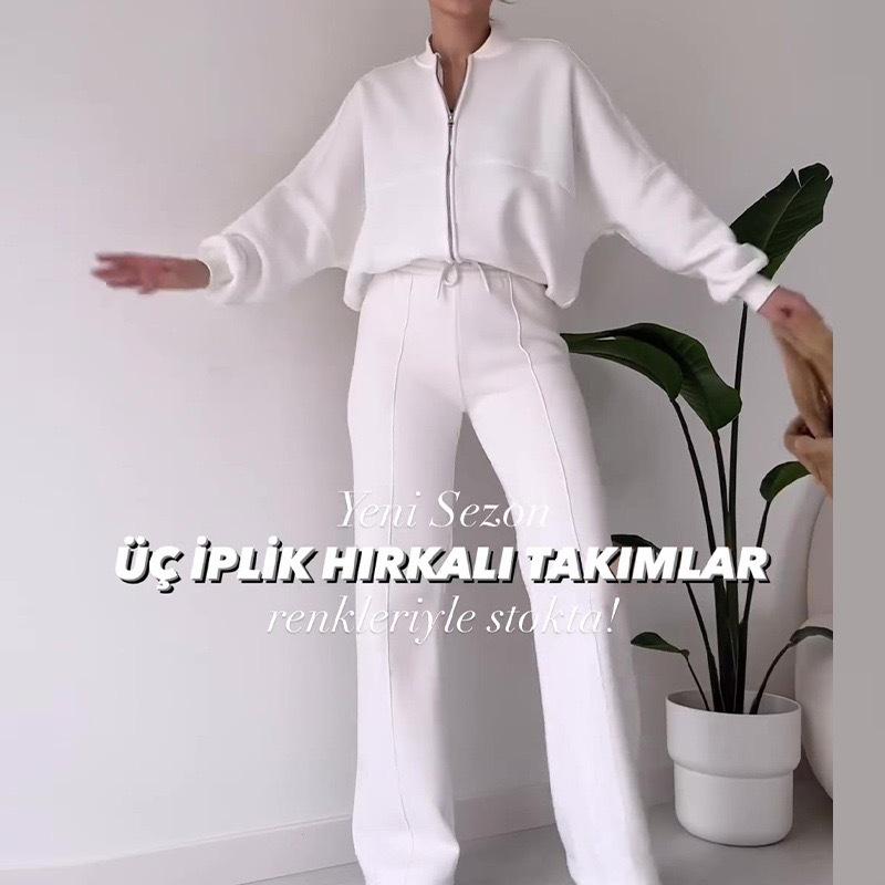2024 Spring Crew Neck Fashion Sweatshirt Jacket with Casual Straight-Leg Pants