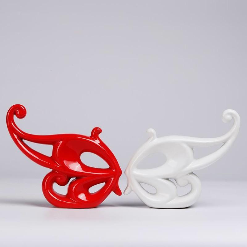 Modern Lucky Lovers Butterfly Ceramic Ornaments Home Livingroom Desktop Figurines Decoration Cafe Club Bookcase Furnishing Craft