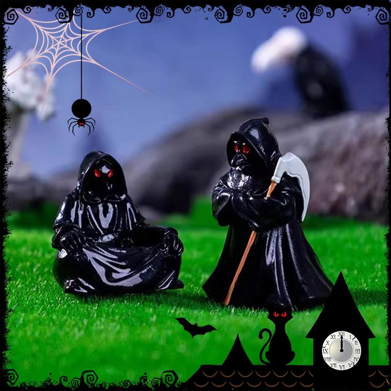 Halloween Figurine Decorations Micro Landscape Ghost Mini Pumpkin Skeleton Ghost Skull Ornament Resin Day Of The Dead Ornaments