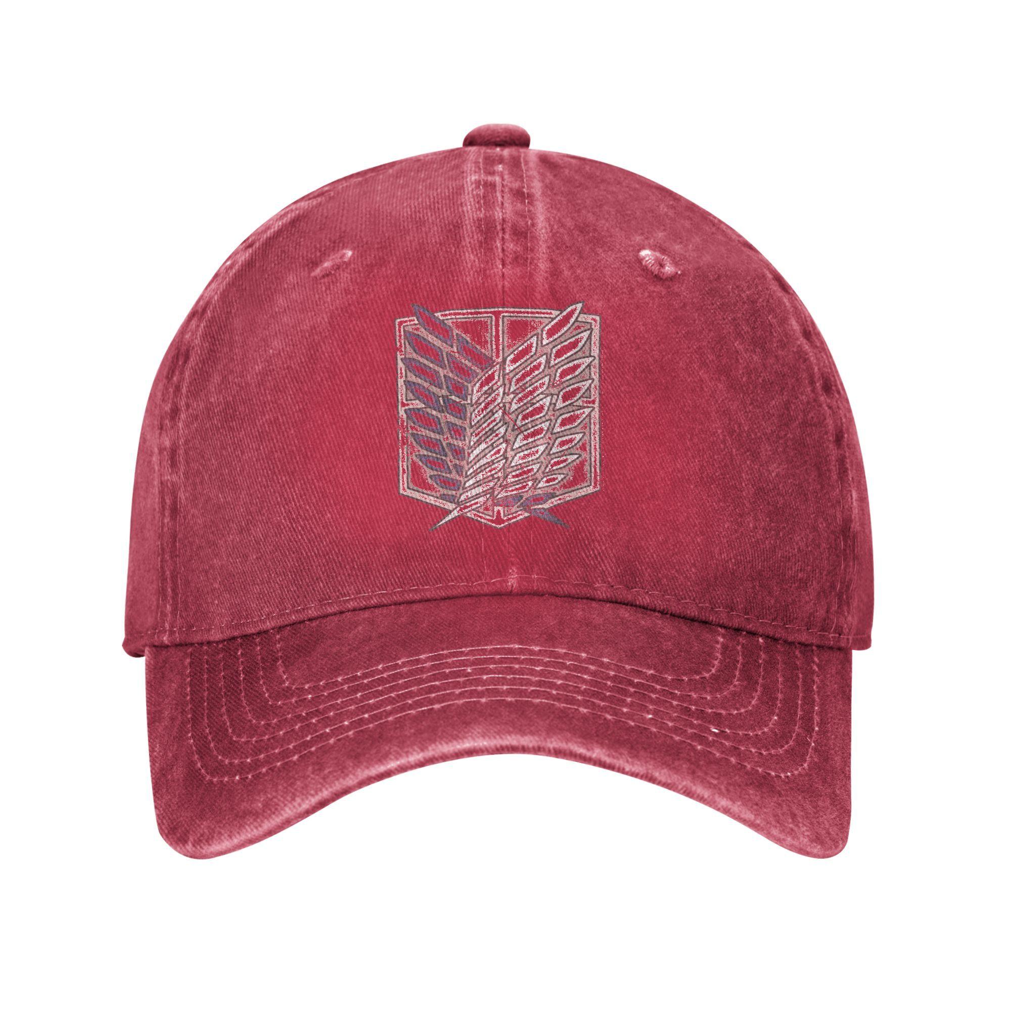 Attack On Titan Distressed Scout Symbol Anime Baseball Caps Vintage Distressed Cotton Snapback Cap Unisex Travel Gift Hats Cap One Size