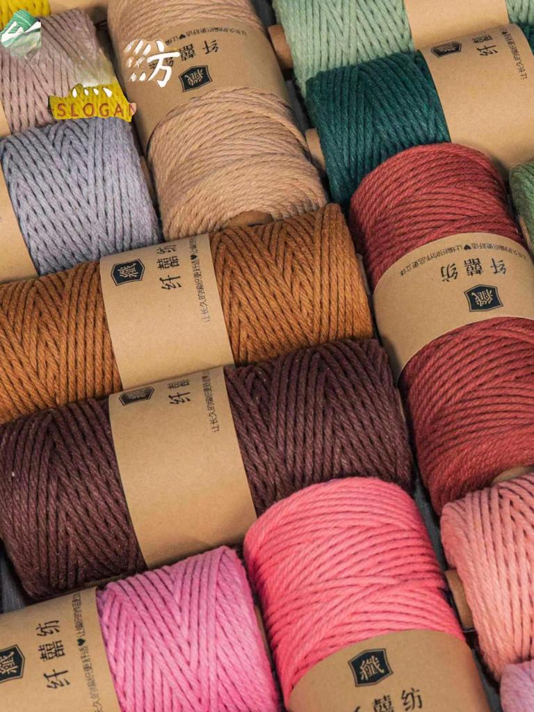 3Mm100M Farbiger Baumwollseilfaden Handgefertigt Diy Gebündelt Gewebte Tasche Wickelgarn Dekofaden Wandteppich Zubehör Material