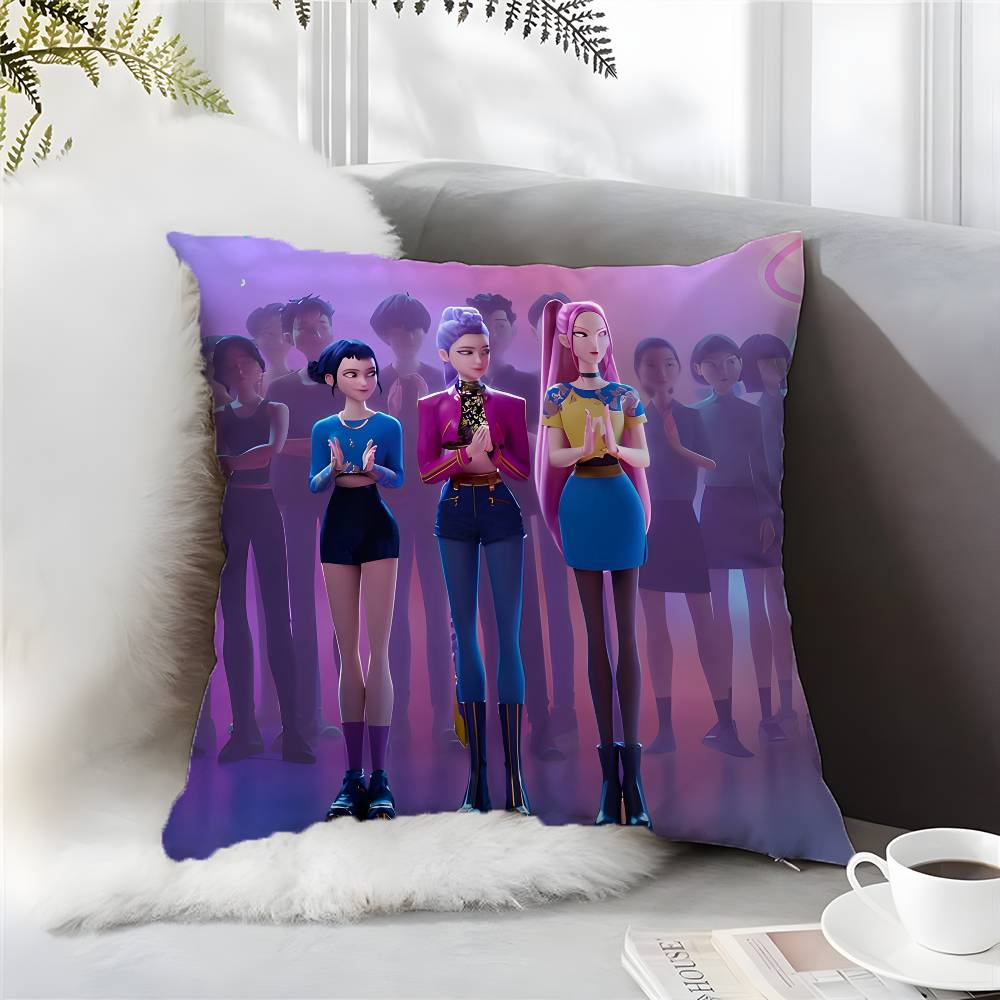 

Pop-Cartoon Movie K-Pop Demon Hunters Pillow Case Comfort Sofa Bed Silky Elegant Invisible Zipper Custom Decorative c 12x12Inch