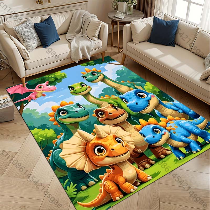 Multiple sizes Cartoon dinosaurs group photo Carpet for Living Room Bedroom Sofa Home Decor Rus Non-slip Floor Mat Luxury Gift