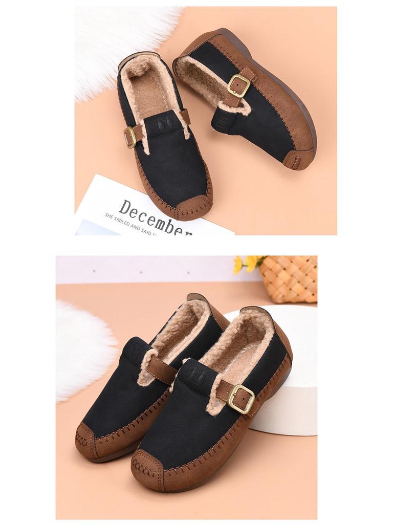 2025 Winter Fashion Women's Fleece-Lined Non-Slip Flat Shoes