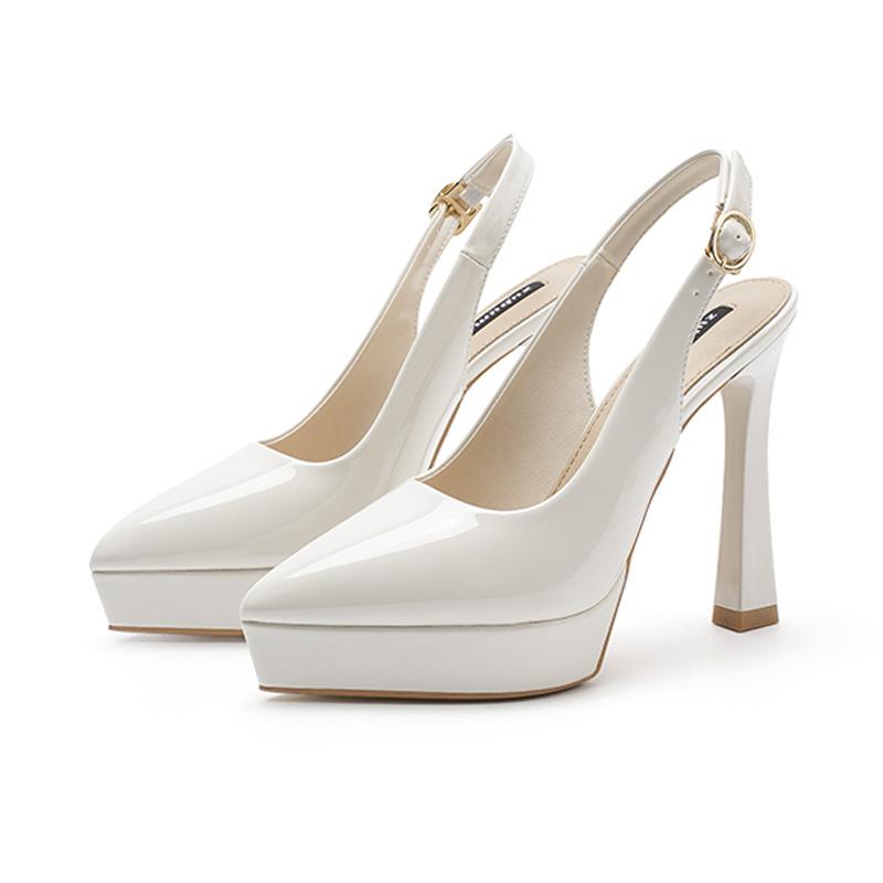 

125-C Baotou back empty sandals women s summer new pointed thin heels high heels waterproof table not tired feet single shoes 36