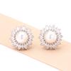 Light luxury high-end micro-inlaid zircon exaggerated pearl earrings gold-plated two-color earring-free earrings earrings and earrings for bridal earr