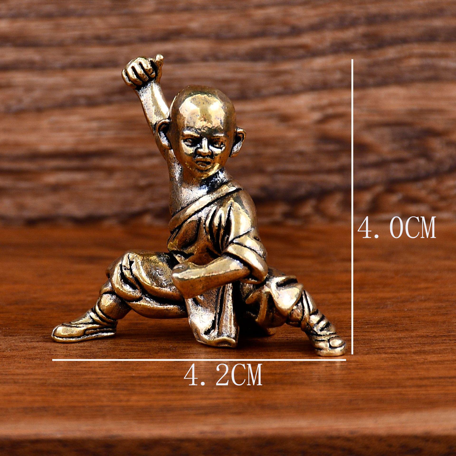 Brass Kung Fu Monk Desk Ornament