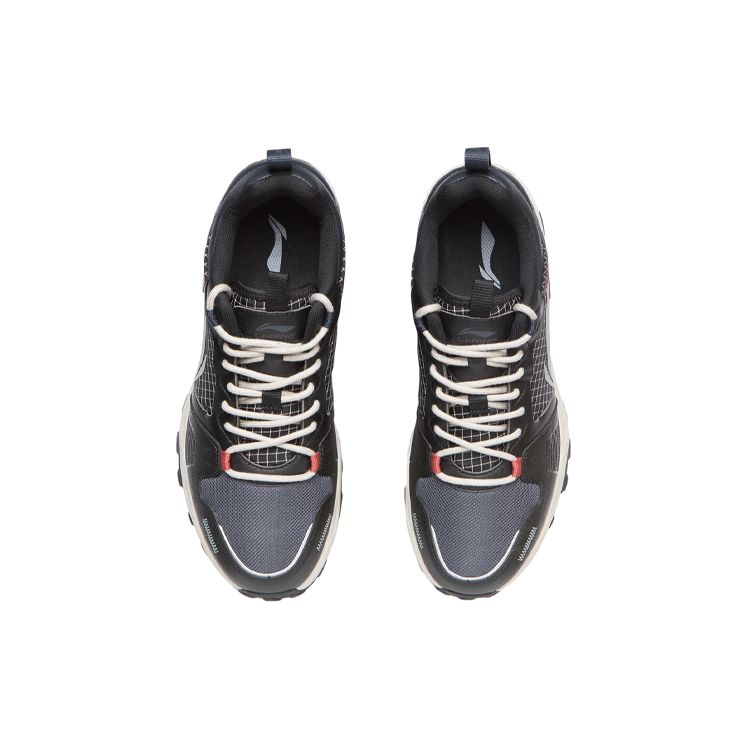 Li Ning Outdoor Reflective Shock Absorption Rebound Low Top Running Shoes Men Sneakers Black Gray ARDR007-3