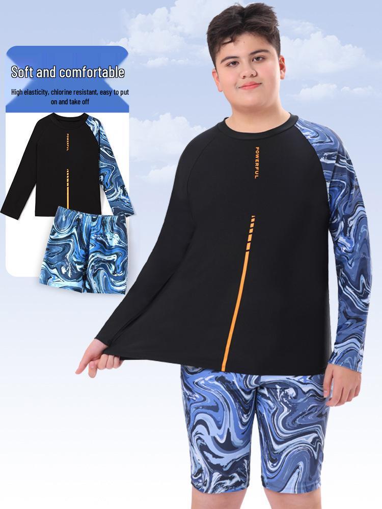 Plus Size Boys' UV Protection Swimwear Set for Teens and Chubby Kids