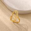 Stainless Steel Unique Double S-Shaped Opening Rings for Women Men 18K Gold Color Stylish Anti Allergenic Waterproof Jewelry