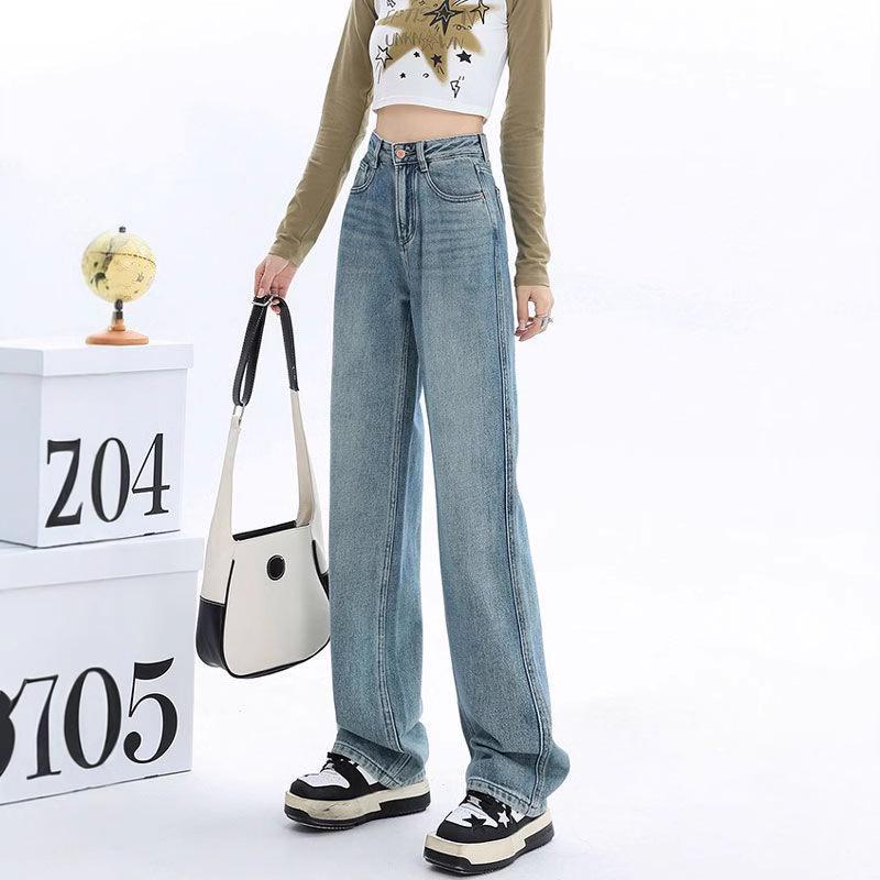 Women's Fleece-Lined High-Waisted Wide-Leg Slimming Jeans - Autumn/Winter 2024