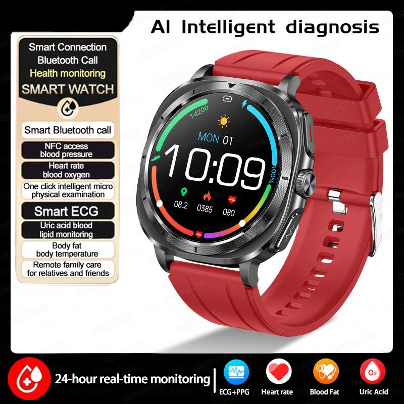 2025 New Watch 7 Uric Acid Blood Pressure Blood Oxygen Body Analysis Smart Watch ECG+PPG Clock Smartwatch Men