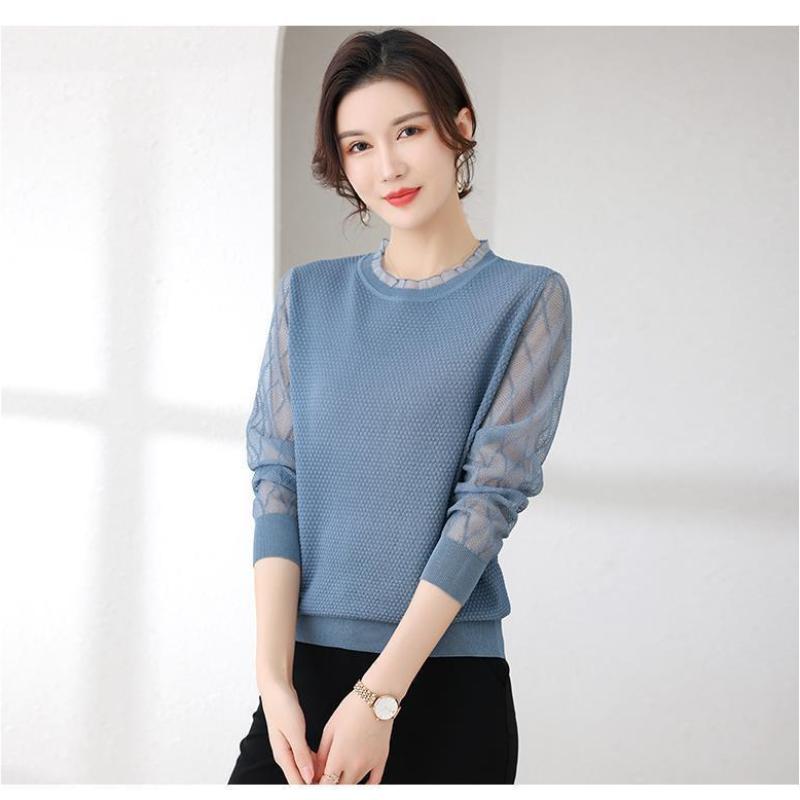 Spring and Autumn New Women's Thin Bottoming Shirt, Women Inside The Gas Lace Yarn Sleeve Blouse
