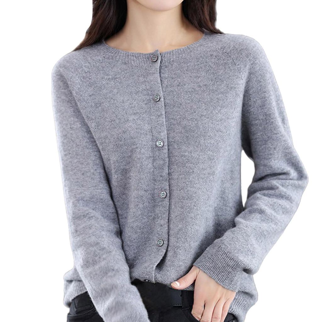 Women's Warm Wool Knitted Winter Cardigan With Artificial Wool And High Collar