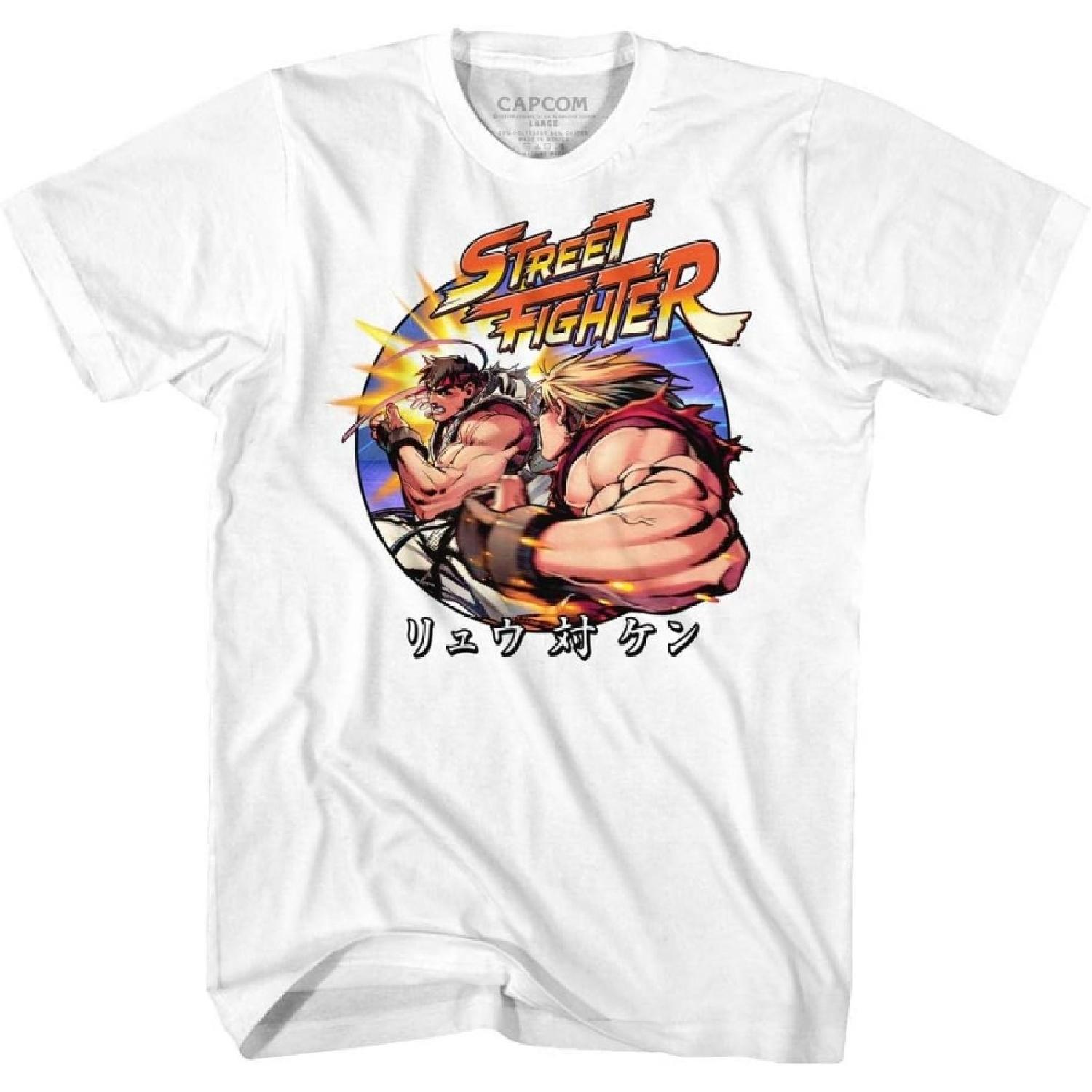 Street Fighter - Mens Ryu Vs Ken T-Shirt, X-Large, White S