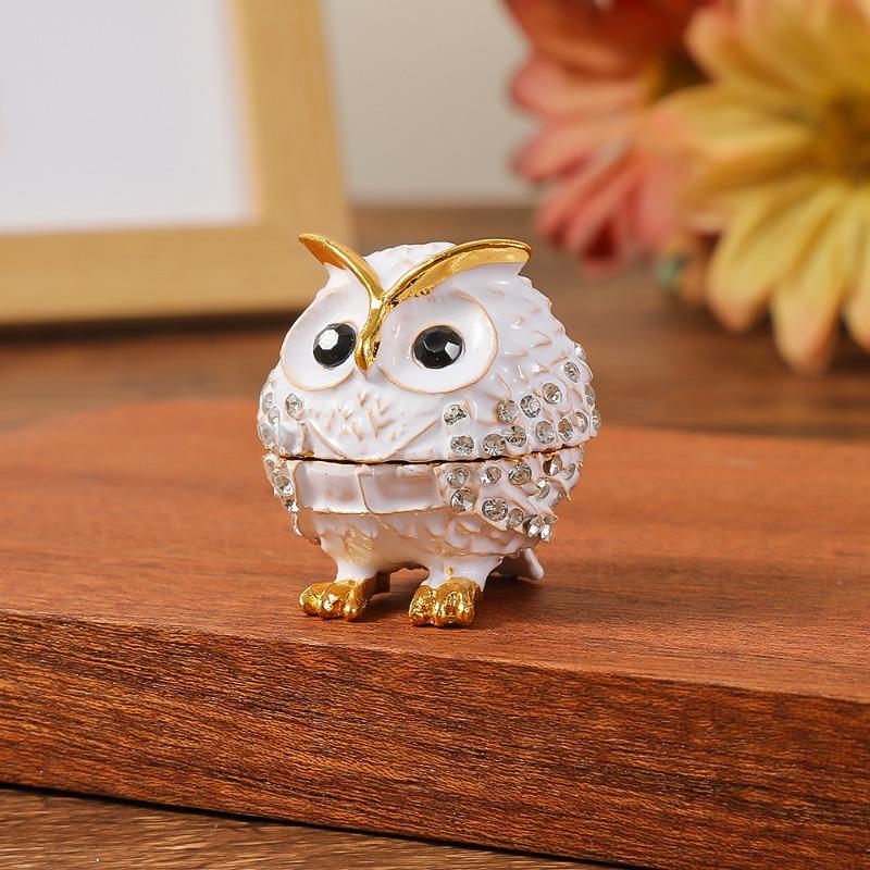 Exquisite Owl Jewelry Box Small Pendant for Tabletop Display, Storage Box for Household Use, Ring and Stud Jewelry Box