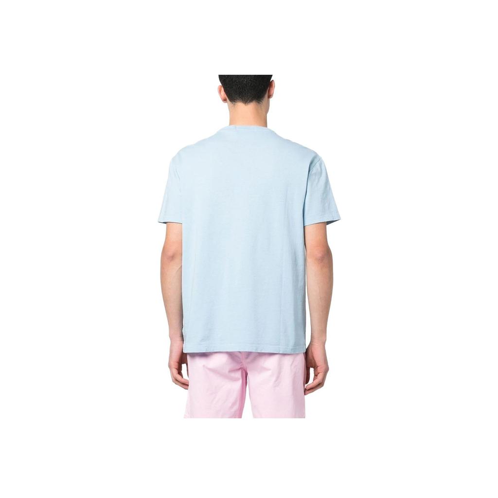 Polo Ralph Lauren SS23 T-shirt da Uomo Girocollo Manica Corta Colore Unico Logo Ricamato T-shirt Azzurro Chiaro 710835756-016