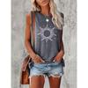 Damen Tanktop T-Shirt mit Print und gemusterten kurzen Ärmeln, ärmelloses Damen Rundhals-T-Shirt
