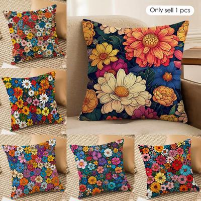 Art Classic Floral Pattern Cushion Cover Soft Plush Fabric DoubleSided Printed Cushion Covers for All Seasons Home Decor