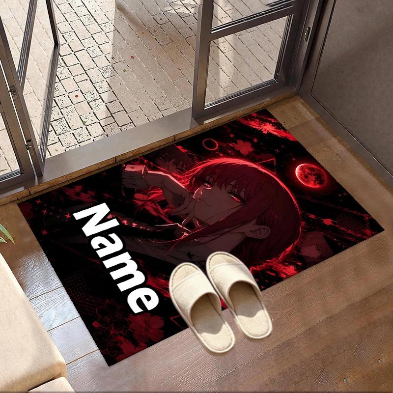 Custom Name Personalized Makima Chainsaw Man Print Carpet, Versatile Home Decor Rug, for Playroom, Apartment, Balcony, Entryway, Hallway Gift
