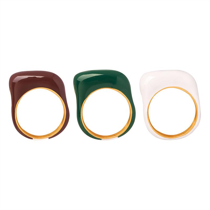 High Quality Stainless Steel Women'S Ring Exquisite Zircon Green White Brown Fashion Girl Gift  Non Fading Wholesale