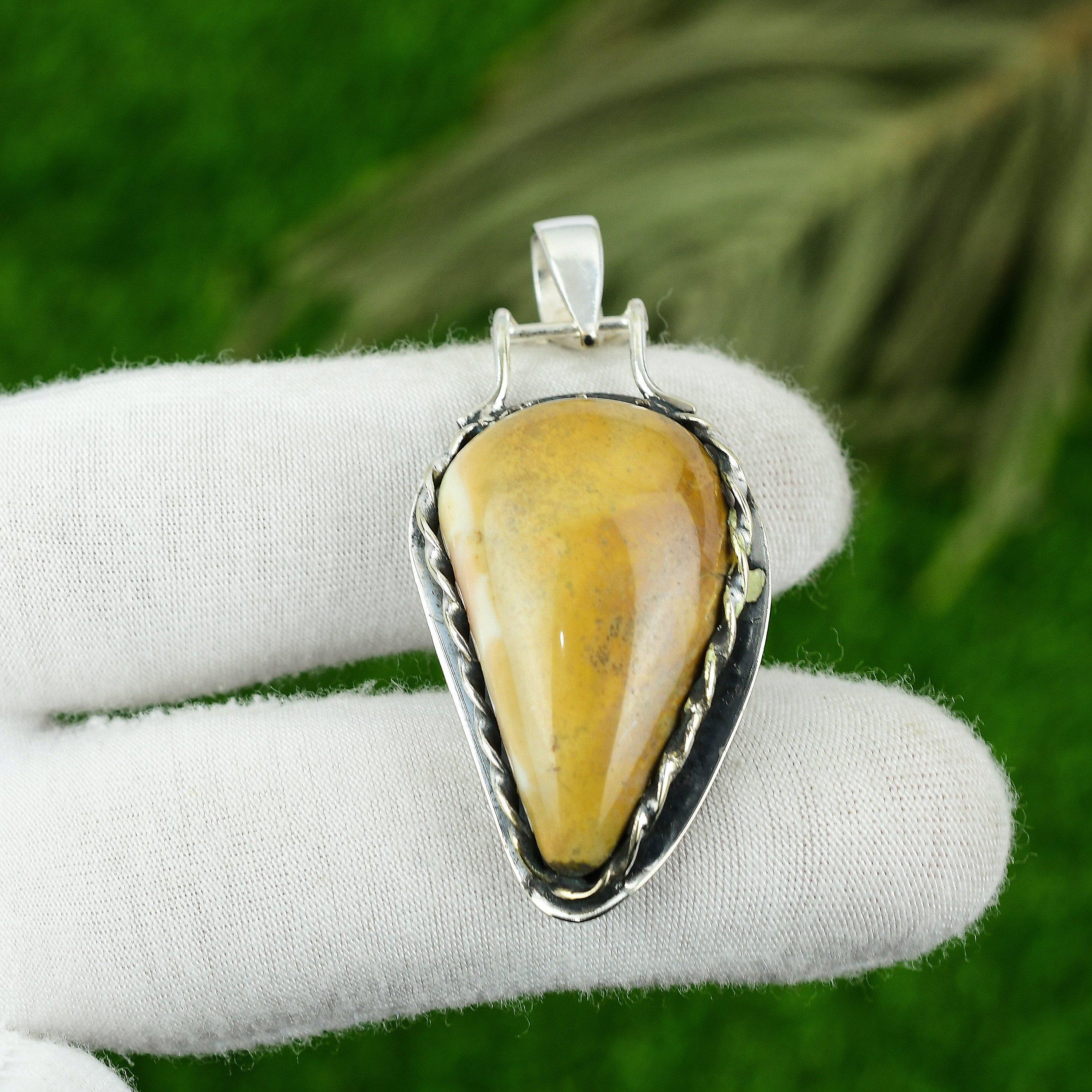 

Pear Root Chakra Natural Fossil Coral Handcrafted Trendy Wife Pendant 925 Silver