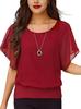 Plus Size Women's Summer Five-Sleeve Chiffon Top